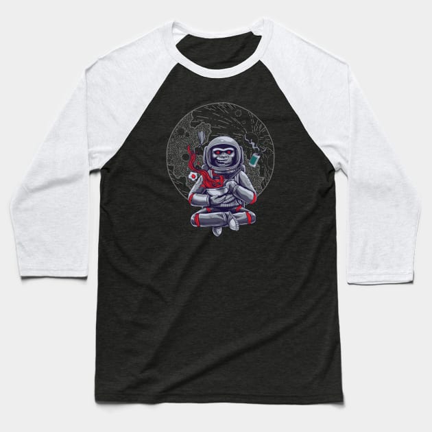 Monkey moon in space atlas Baseball T-Shirt by AshArtNdesign